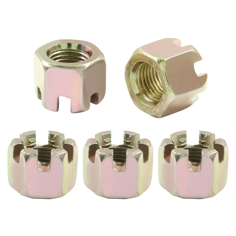 [Australia - AusPower] - 10Pcs M12 x 1.25mm Pitch Hex Slotted Castle Nut,Grade 4.8 Carbon Steel Hexagon Castle Nuts for Wheel Bearings,Mechanical Equipment,Chromatic M12 x 1.25mm,10Pcs Chromatic 