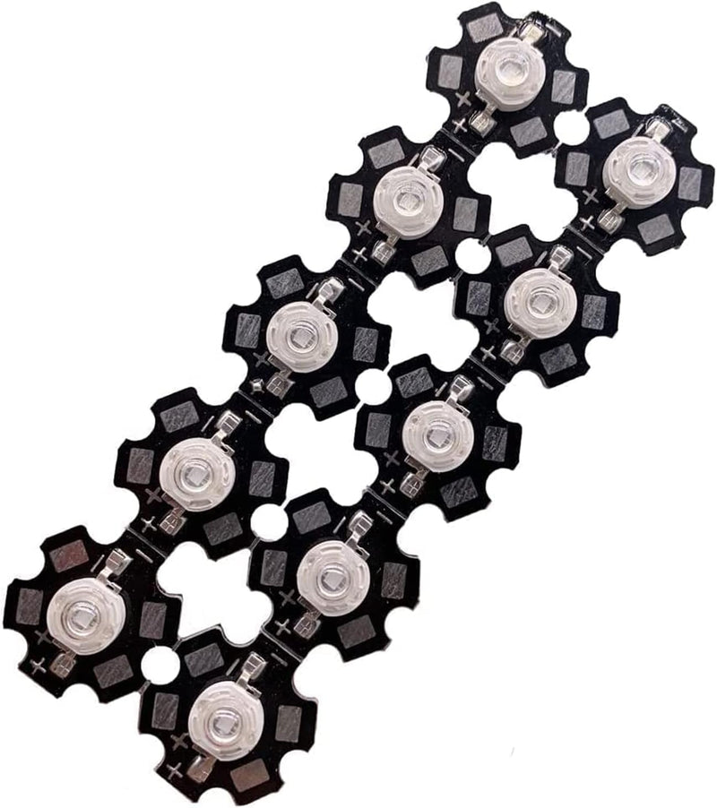 [Australia - AusPower] - 10pcs 3W UV Purple LED Ultraviolet Bulbs Lamp Chips 365nm 375nm 385nm 395nm 405nm 420nm 3W High Power Light (3W 365NM with 20MM PCB) 3w 365nm With 20mm Pcb 