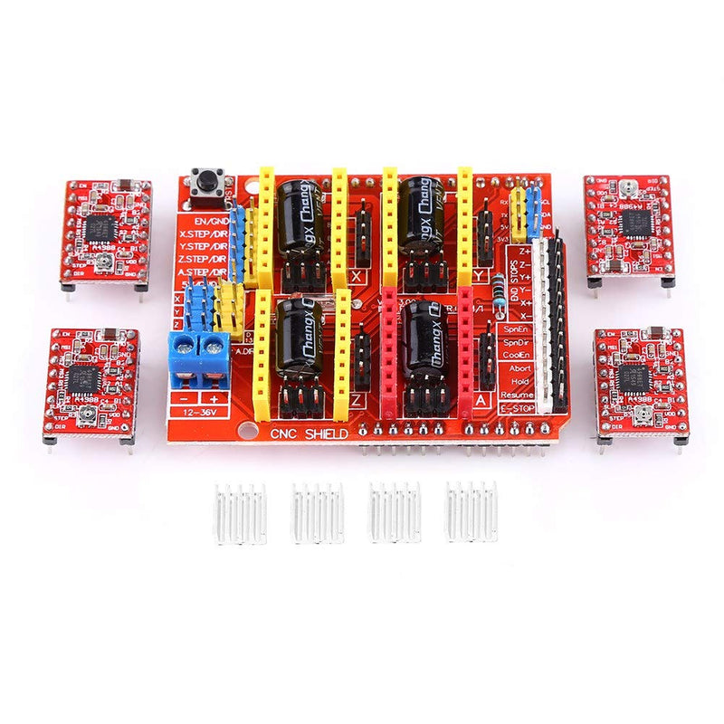 [Australia - AusPower] - V3.0 CNC Shield Extension Board, 4PCS A4988 Stepper Motor Driver with 4PCS Heat Sinks for Engraver 3D Printer (DC 12V to 36V) 