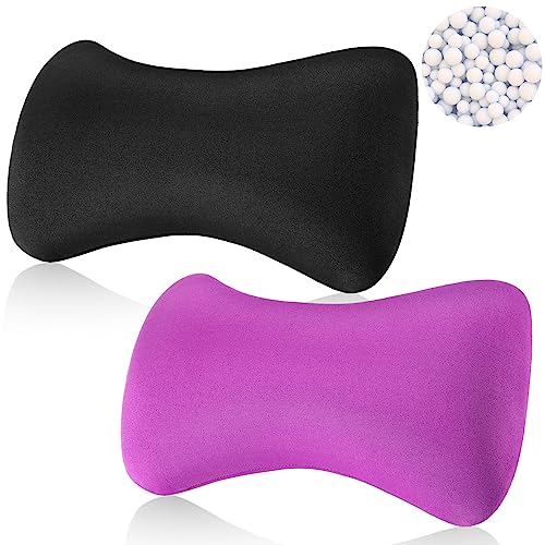 Thyle 2-piece bead neck pillow set in black and violet, bone-shaped cervical pillows measuring 15 x 8 inches for neck support.