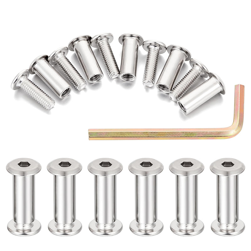 [Australia - AusPower] - 50 Sets Silver Furniture Bolts Hex Screw and Bolt Set - M6x20mm Metal Metric Thread Repair Kit for Wood Screw, Furniture Screws and Bolts, Tv Wall Mount Screws Kit 50 