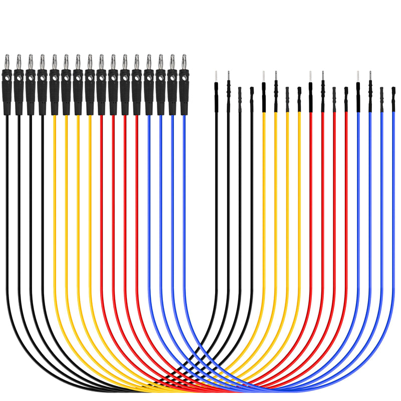 [Australia - AusPower] - Banana Plug Jumper Wires Kit, 16pcs 4mm Stackable Breadboard Jumper Test Lead, Male to Female, Universal Breakout Test Leads for Electrical Testing 