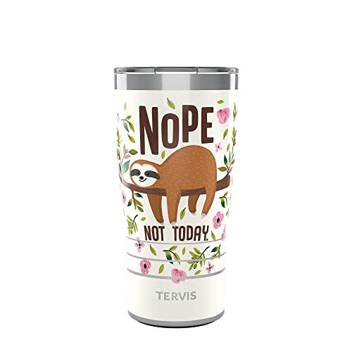 Tervis Traveler Sloth Nope Not Today Triple Insulated Tumbler Travel Cup Keeps Drinks Cold & Hot, 20oz, Stainless Steel Multicolor