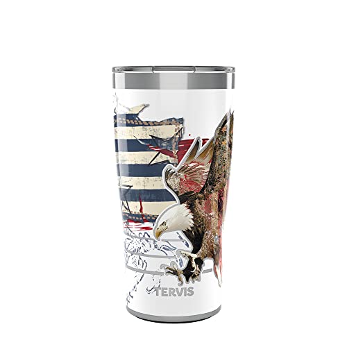 Tervis Traveler Americana Distressed Flag Triple Walled Insulated Tumbler Travel Cup Keeps Drinks Cold & Hot, 20oz, Stainless Steel