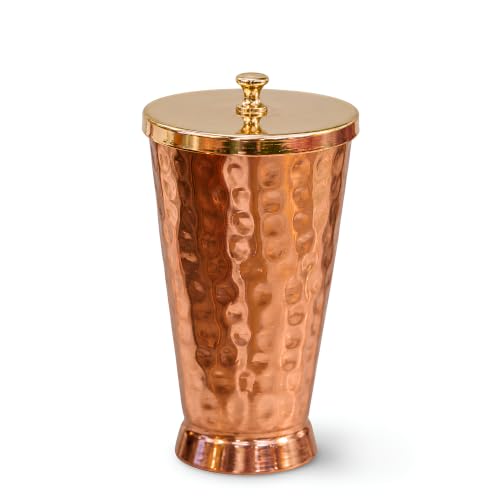 P-TAL Pure Copper Tumbler Glass - (20 Fl Oz, 600 mL) Cup with Brass Lid