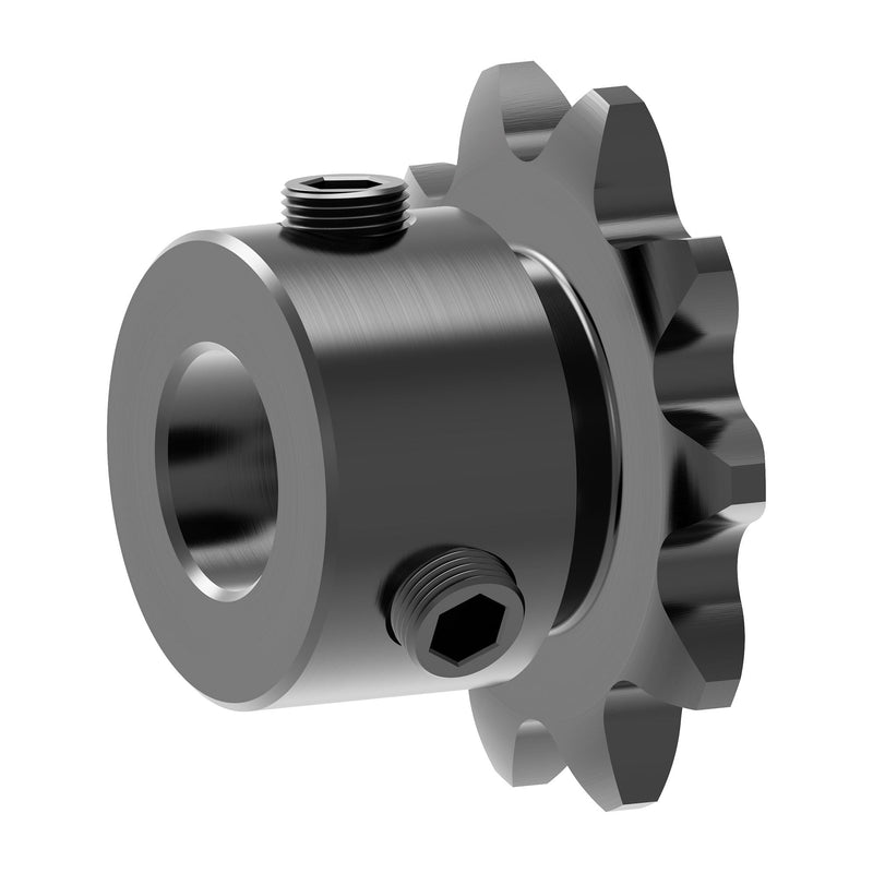 [Australia - AusPower] - 10 Tooth Roller Chain Sprocket B Type Hardened Teeth, 25 Chain Sigle Strand 1/4-Inch Pitch, 6mm Bore Black Oxide C45 Carbon Steel with Fasten Screws for 04C Chain 