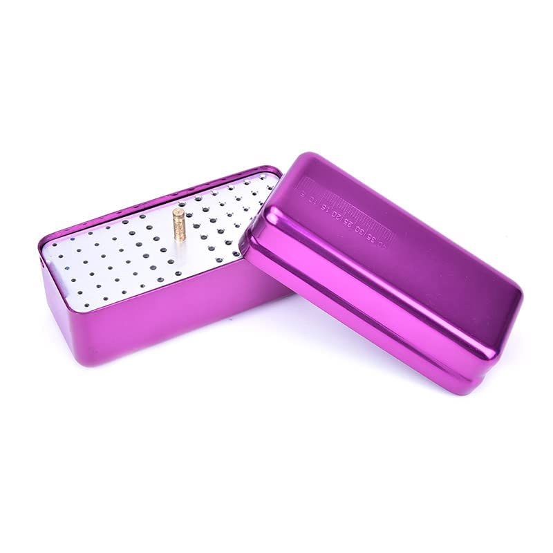 [Australia - AusPower] - Endo Files Aluminum Box Disinfection Sterilizing Storage Case Bur Holder Stand Organizer Box 72 Holes (Purple) 