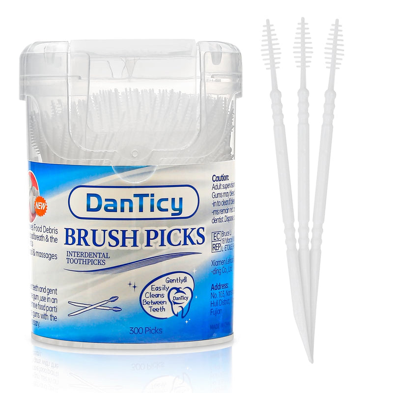 [Australia - AusPower] - Brushpicks Interdental Toothpicks,Soft Bristle Dental Floss Picks Toothpicks,Helps Removes Plaque and Debris Between Your Teeth 300PCS (Pack of 1) 1 Count (Pack of 300) 