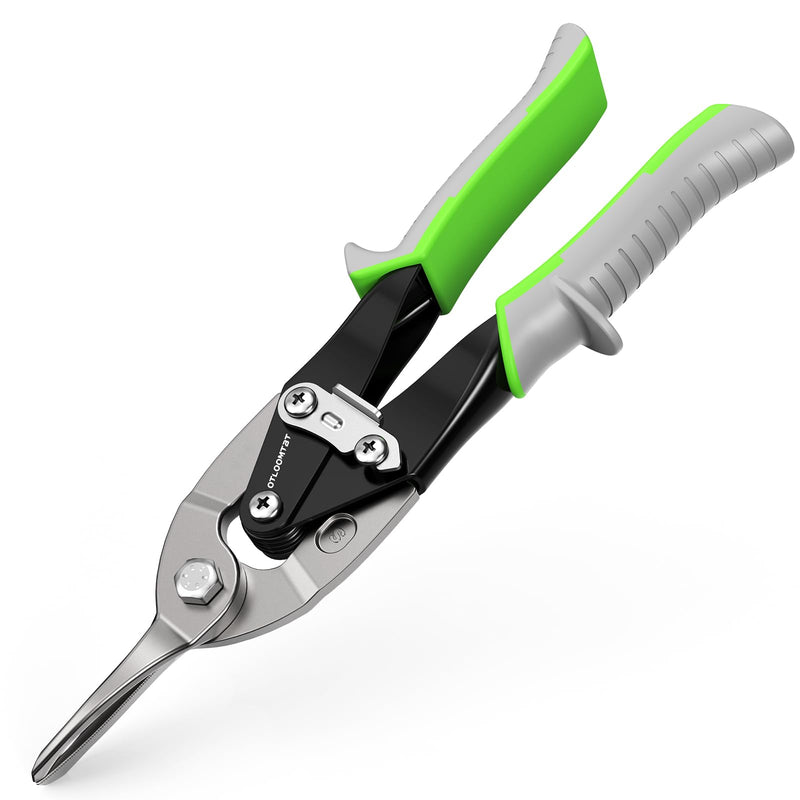 [Australia - AusPower] - 10 Inch Straight Cut Tin Snips for Cutting Metal Sheet, Easy to Use Well-Made Industrial-Grade Heavy-Duty Midwest Aviation Snips, Super Sharp and Labor Saving Tin Snip, Metal Shears 