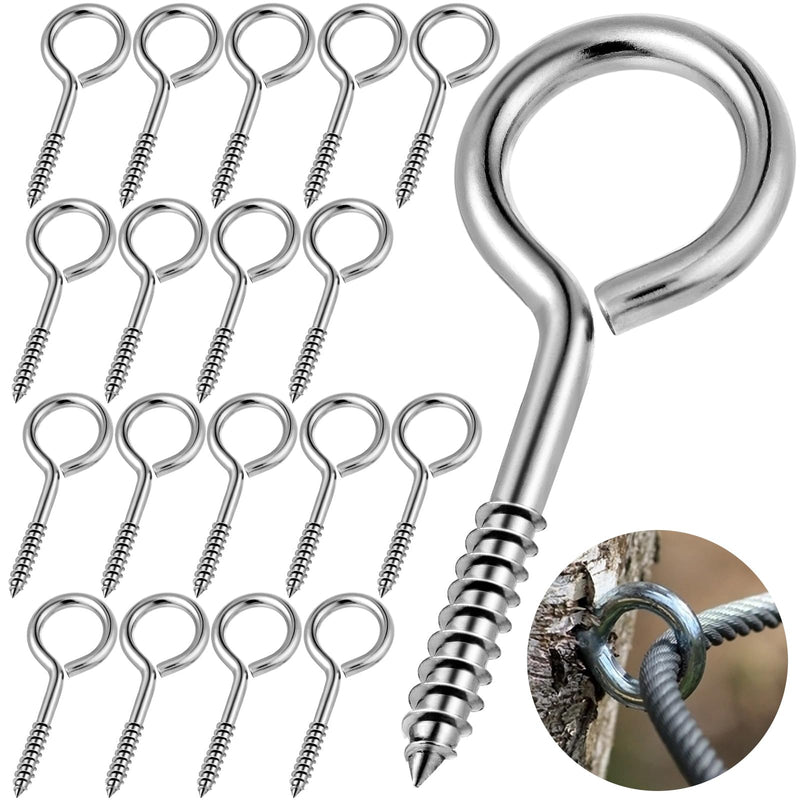 [Australia - AusPower] - YGAOHF18 Pack 2.5 Inch Eye Bolts Screw in Heavy Duty - 304 Stainless Steel Eye Hooks for Securing Cables Wires, Hanging Lights, Indoor & Outdoor Use (Silver) Silver 