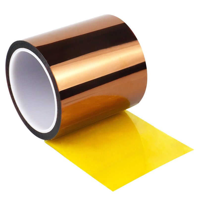 [Australia - AusPower] - BOMEI PACK Heat Resistant Tape,4 Inch x 108 ft (33m),Wide Roll Heat Tape,High Temperature Tape,Heat Vinyl Press Tape for Heat Transfer,Polyimide Tape for Protecting CPU, PCB Circuit Board 100mm x 33m 