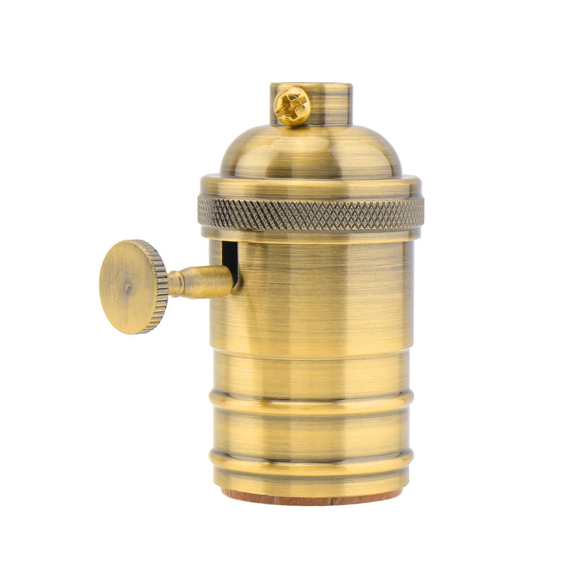 [Australia - AusPower] - Brass Lamp Socket, Vintage Edison E26/E27 Bulb Light Socket with On/Off Knob Switch(Gold) Brass 