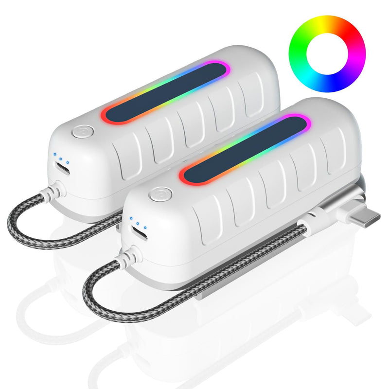 [Australia - AusPower] - Battery Pack for Oculus Quest 2, 5000mAh Extended Power with Multi-Colors RGB Lights Compatible with Original Meta Quest 2 Head Elite Strap Extra 2-4H Playtime 2 Pack (5000mah+ 5000mah) 2 battery packs 