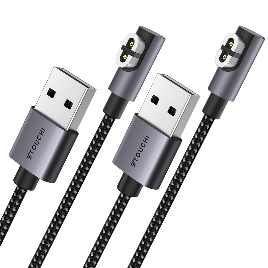 [Australia - AusPower] - Stouchi Charging Cable for Shokz Headphones, 2 Packs 4ft Nylon Braided USB Magnetic Cord Compatible with AfterShokz Aeropex AS800/Shokz OpenRun Pro/OpenRun/OpenRun Mini/OpenComm Charger Replacement 4ft+4ft Grey 