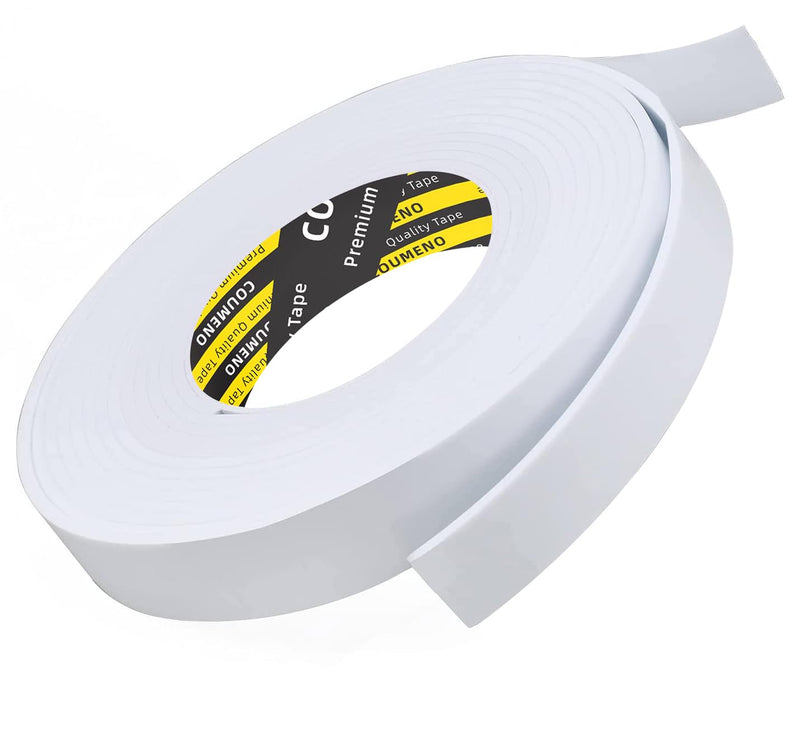 [Australia - AusPower] - EVA Single-Sided Adhesive White Foam Tape, Single-Sided Sealing Strip Foam Pad Sponge Tape Window Weatherproof, Self-Adhesive Insulation Sealing Tape (White)0.98inX16.4FT 0.98inX16.4FT 