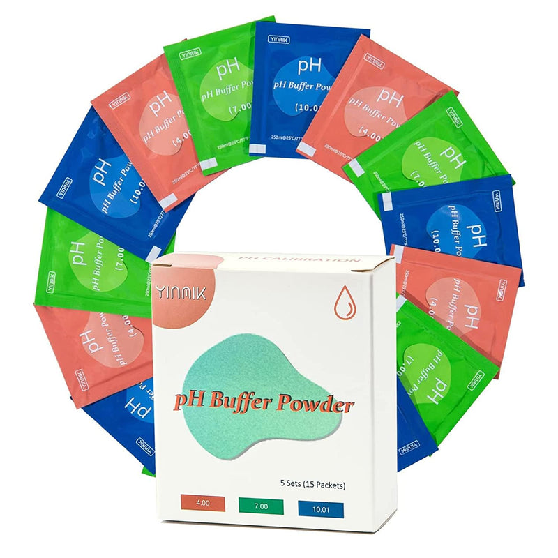 YINMIK pH Calibration Powder (4.00 7.00 10.01) pH Buffer Solution Calibration Solution | 15 x pH meter buffer solution powder pH powder for all pH meters pH meter buffer solution powder White pH