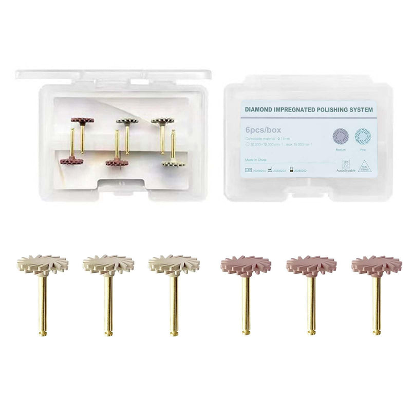 [Australia - AusPower] - Dental Composite Resin Polishing Discs Polisher Rubber Wheel Spiral Tooth Polisher Diamond System 2-Step Polishing RA Disc Kit 14mm 