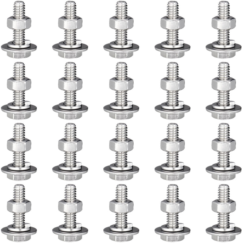 [Australia - AusPower] - Therwen 20 Set 80 Pcs Stainless Steel Hex Head Screws Bolts, Nuts, Flat Lock Washers, Thick Stainless Steel Bolts and Nuts, Fully Threaded by Bolt(1/4-20x1) 1/4-20x1" 