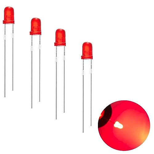 Pack of 120 3 mm LED Light Emitting Diodes, 2 Pin LED Diodes (Red, Pack of 120) | Extra bright 3 mm LED assortment kits, diffuse diodes set for science projects, DIY projects 3 mm, 120 pieces, red