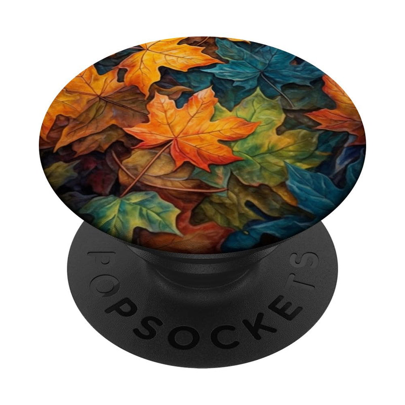 [Australia - AusPower] - Orange Autumn Fallen Maple Leaves Halloween Thanksgiving PopSockets Swappable PopGrip Black 