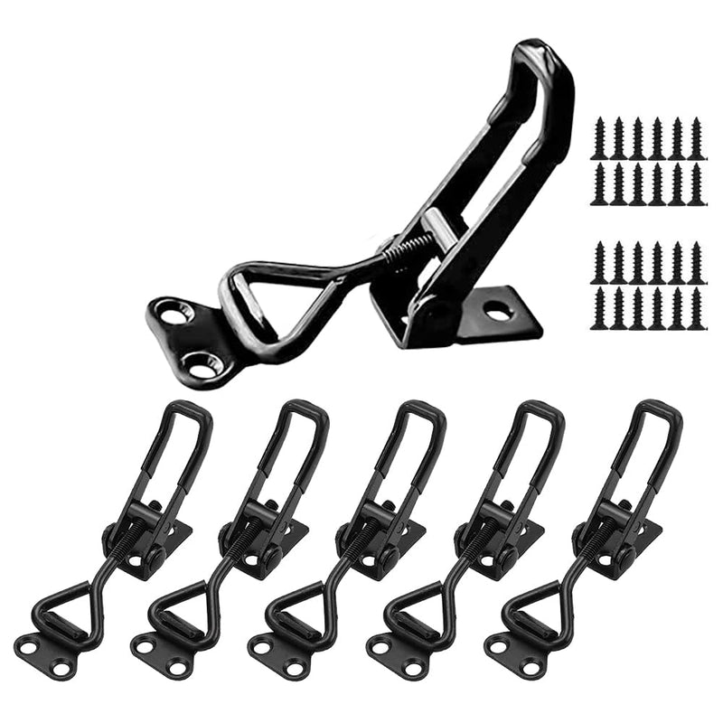 [Australia - AusPower] - E-TING 6Pack Toggle Clamp Latch 100KG 220LBS Holding Capacity 4001Pull Latch Clamps Black Adjustable Quick Release Hasp Clamps for Smoker Cabinet Boxes Case Trunk Jig, Metal Toggle Latch Catch Set 4001?6pack? 
