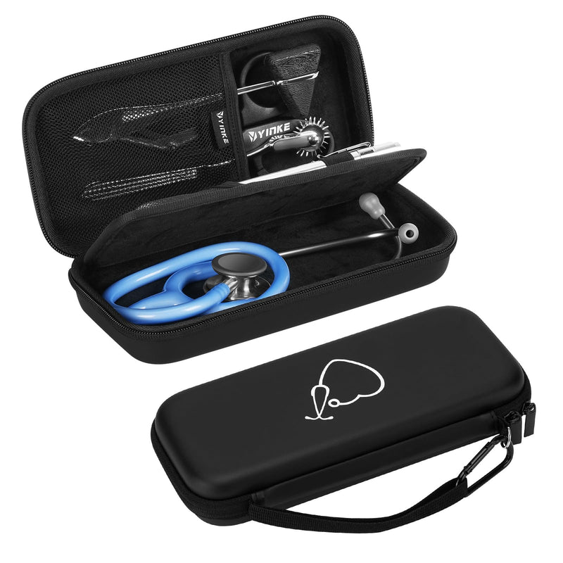 [Australia - AusPower] - Yinke Stethoscope Case for Littmann Classic III/MDF/ADC Nursing School Essentials for Students, Stethoscope Accessories with Compartment Better Storage for Reflex Hammers, Scissors, Penlights, Black 