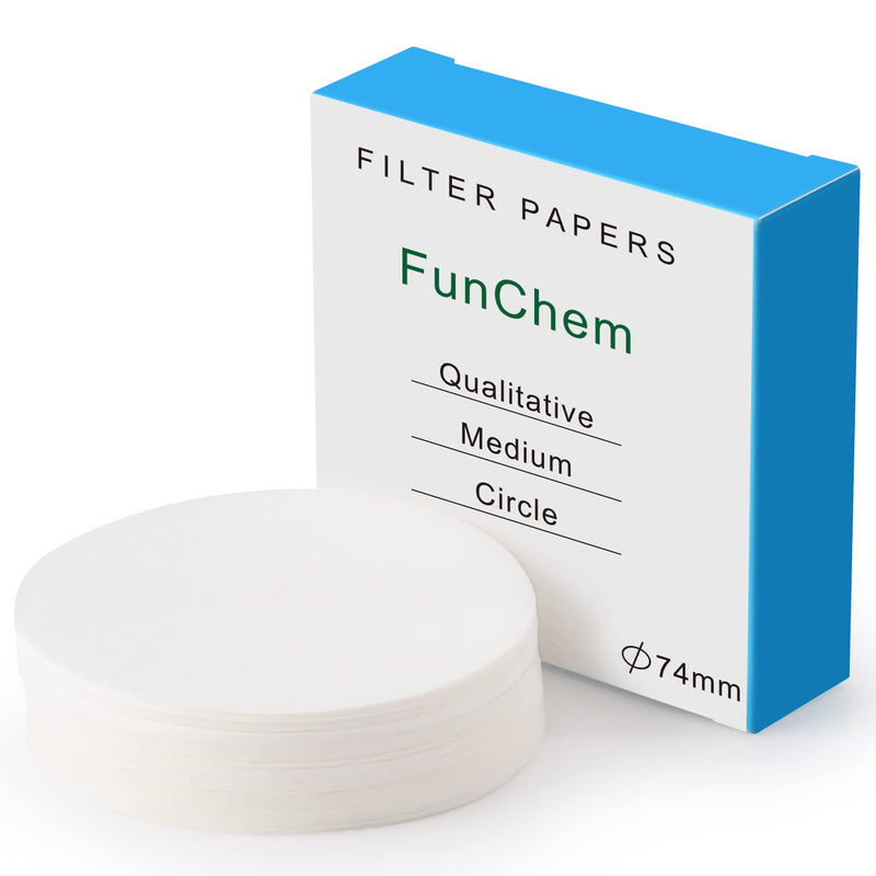 [Australia - AusPower] - Qualitative Filter Paper Circles, 74 mm Diameter Cellulose Lab Filter Paper, 20 Micron Particle Retention, Medium Flow Filtration Speed, Pack of 100 