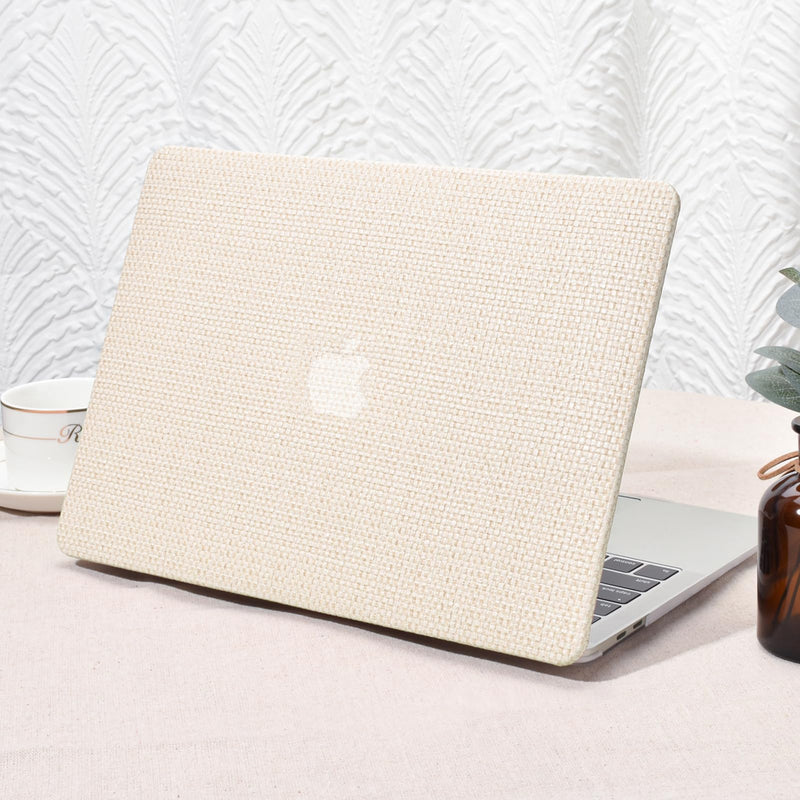 [Australia - AusPower] - Seorsok Compatible with MacBook Air 13 Inch Case2022 2021 2020 2019 2018 Release A1932 A2179 M1 A2337 Touch ID,Elegant Leather Plastic Hard Shell Case Transparent Keyboard Cover,Beige Woven Fabric Air 13(A1932 A2179 M1 A2337) Beige 