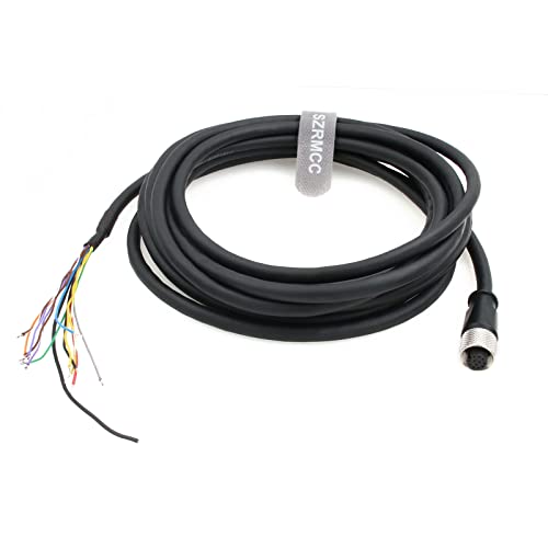 SZRMCC Flying Lead Cable M12 A-Code 12 Pin Female to Open Actuator Cable for Cognex in-Sight 3800 Checker 201/202 DS1000 Series DM300 Sick DOL Sensor Vision (8m) Straight 12pin Female 8m