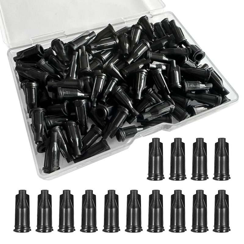 [Australia - AusPower] - 100 Pack Luer Lock Syringe Caps for Luer Slip Lock Tip Leak-Free Dispensing-Black 100 Black 