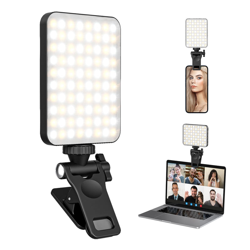 XINBAOHONG Rechargeable Selfie Light, Clip Fill Light for Phone Laptop Tablet Portable Light for Video Conference Live Streaming Zoom Call Makeup Picture (Black) Black
