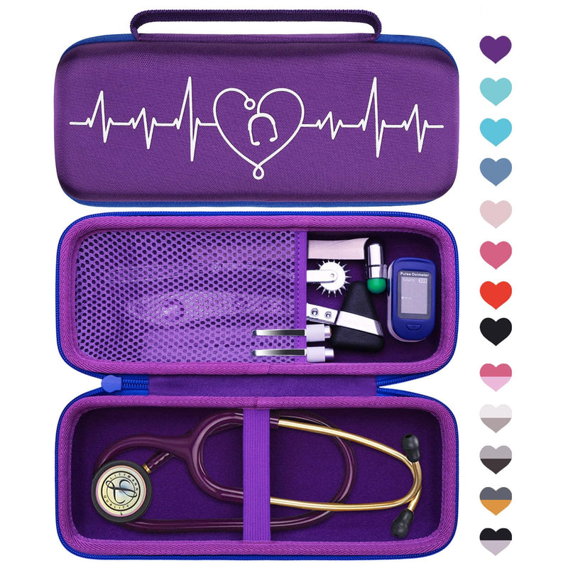 [Australia - AusPower] - LTGEM Stethoscope Case for 3M Littmann Cardiology III,II,IV,3M Littmann Master Cardiology/MDF MDOne Stainless Steel Stethoscope Nurse Accessories and Medical Equipment (Purple Outside+Purple Inside) Purple Outside+Purple Inside 
