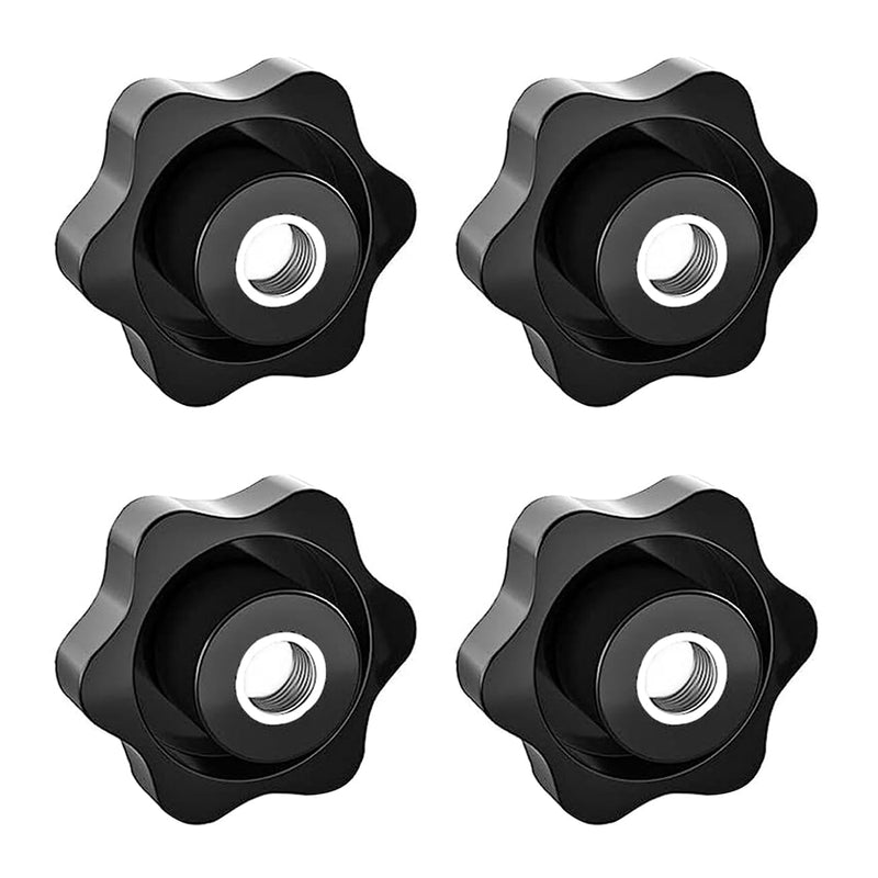 [Australia - AusPower] - 4 Pcs 1/4"-20 Inch Knob Black Nylon Screw-On Type Thru Threaded Knob Nuts 6-Star Shape Hand Tighten Clamping Knobs 1/4" - 20 