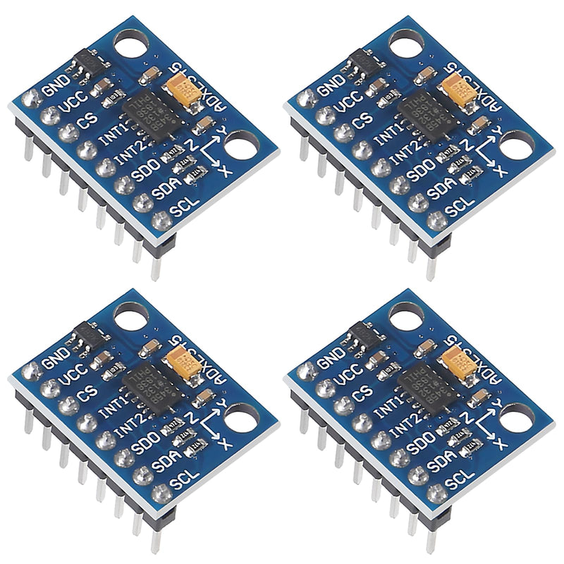 4PCS GY-291 ADXL345 3-Axis Digital Acceleration of Gravity Tilt Sensor Module IIC/SPI Transmission Compatible with Raspberry Pi(Welded)