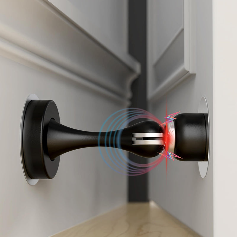 [Australia - AusPower] - Magnetic Door Stoppers for Bottom of Door - Magnetic Door Stop - Black Pack of 1 Soft- Magnetic Door Catch, Practical and No-Drill Solution with 3M Self Adhesive Pads to Hold Wide Door 