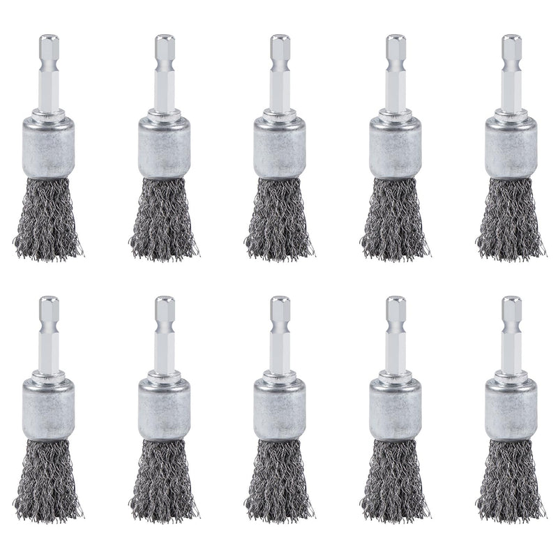 [Australia - AusPower] - 10PCS Wire Brush for Drill, High Carbon Steel Wire Drill Brush Wire Brush, Metal Wire Brush for Drill with 1/4" Hex Shank, Skilled in Handling Metal & Nonmetal Surfaces 