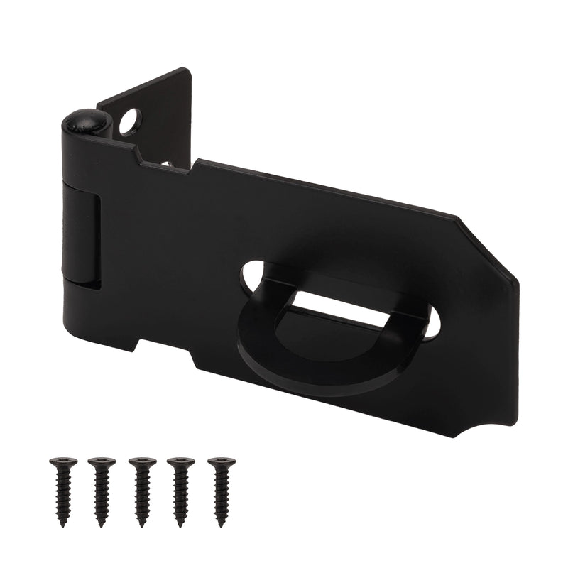 [Australia - AusPower] - Door Locks Hasp Latch, Stainless Steel Padlock Safety Packlock Clasp Hasp Lock Latch for External Doors Window Shed Closet Cabinet Pet Cage, 3 Inch, Black Finish, 1 Pack 