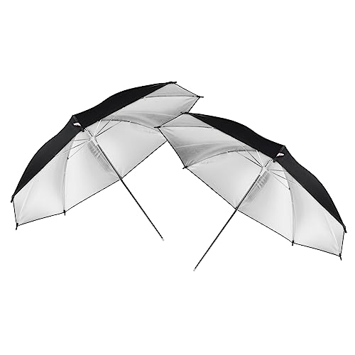 Godox Photography Lighting Umbrella Kit with Bag,2 Pack 33"/84cm Black & Silver Reflective Umbrella Diffuser for Photo Portrait Studio Lights and Video Shooting 33" Black&Silver