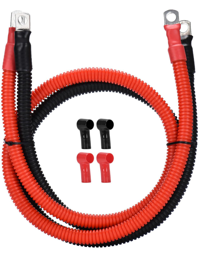 DIHOOL Battery Cable 50 mm2 M8 50 cm 0 AWG Silicone Cable Corrugated Pipe Cable Tube Soft and Flexible Heat Resistant 0AWG-50MM2