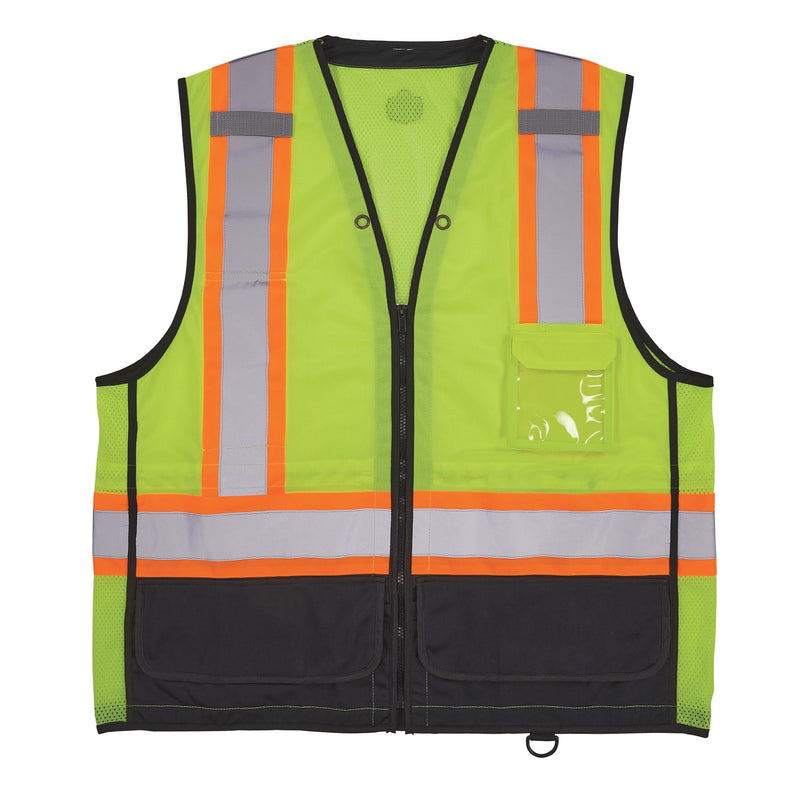 Ergodyne Unisex Glowear 8251hdz-bk Two-tone Hi-vis Safety Vest - Type R, Class 2, Zipper, Black Bottom 4X-Large-5X-Large Lime