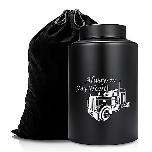 Gredstar Black Cremation Urn for Ashes, Trucker Memorial Keepsake