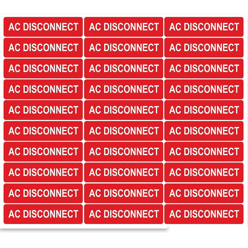 30X Solar Label Pack for PV Solar System - Ensure Safety and Compliance with PV Stickers AC Disconnect Label(4"X1")
