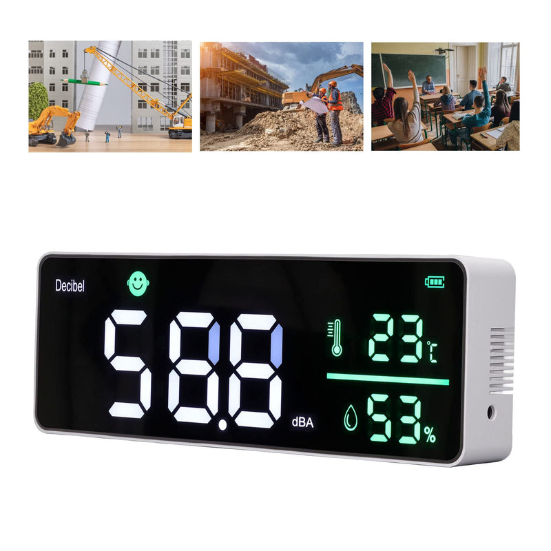 [Australia - AusPower] - Decibel Meter, Wall Hanging Sound Level Meter, Noise Decibel Meter, 3 in 1 Noise Temperature Humidity Meter, 30 to 130dB Range, with 11in Large LED Display Screen, for Classroom 