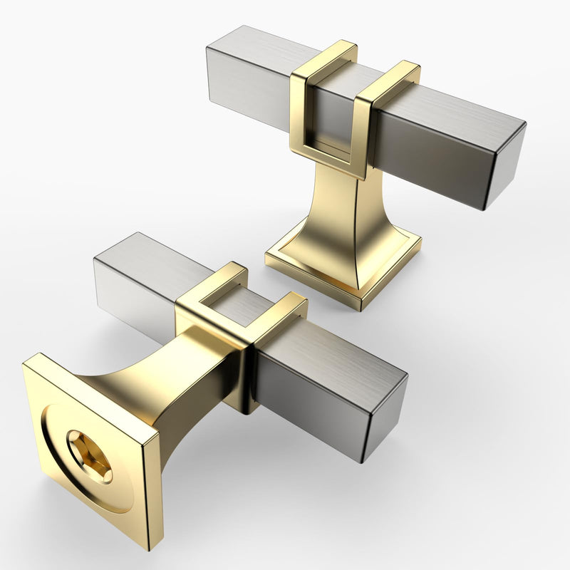 Asidrama 10 Pack Brushed Satin Nickel and Gold Cabinet Knobs,Kitchen Cabinets Pulls for Dresser Drawer Knobs Cupboard Hardware Single Hole Knob Nickel-Gold