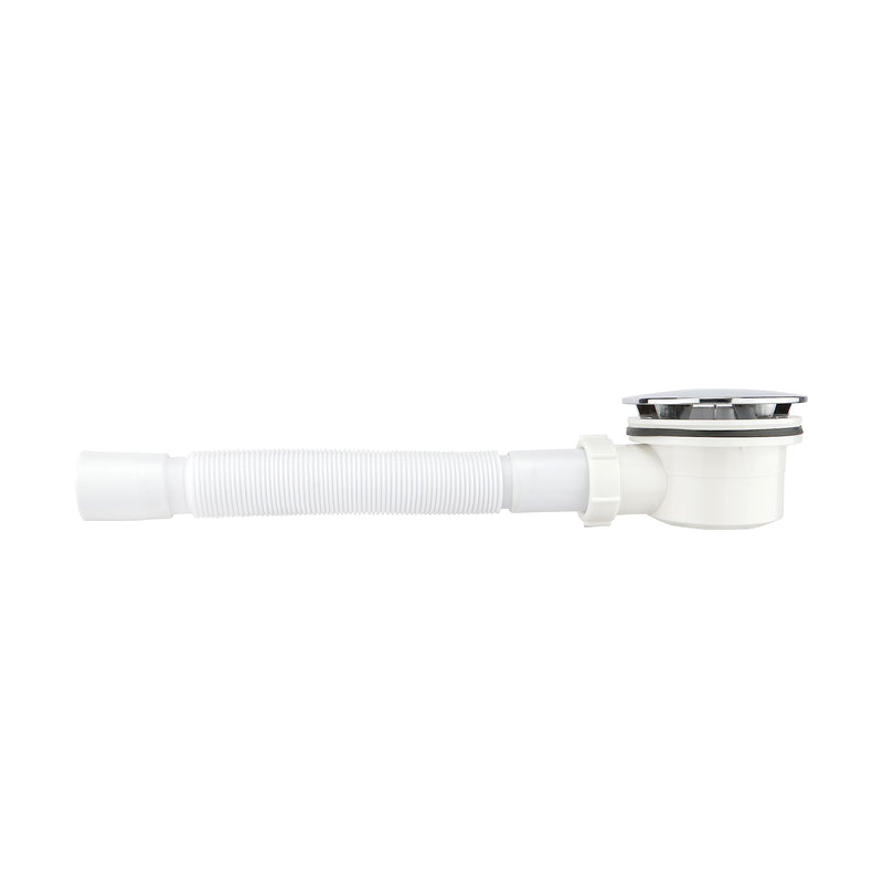 Low Profile Shower Drain, 1.5" Side Outlet Drain Assembly with Perforated Filter, PVC Side Outlet Drain, Flexible Drain 38mm 40mm Dual Purpose Design