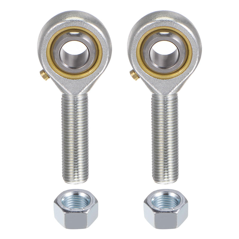 [Australia - AusPower] - uxcell 2pcs POSB6 Male Rod End Bearing 3/8 Inch Bore and 3/8-24 Right Hand Thread, Self-Lubricating Joint Rod Ends, includes Jam Nut 