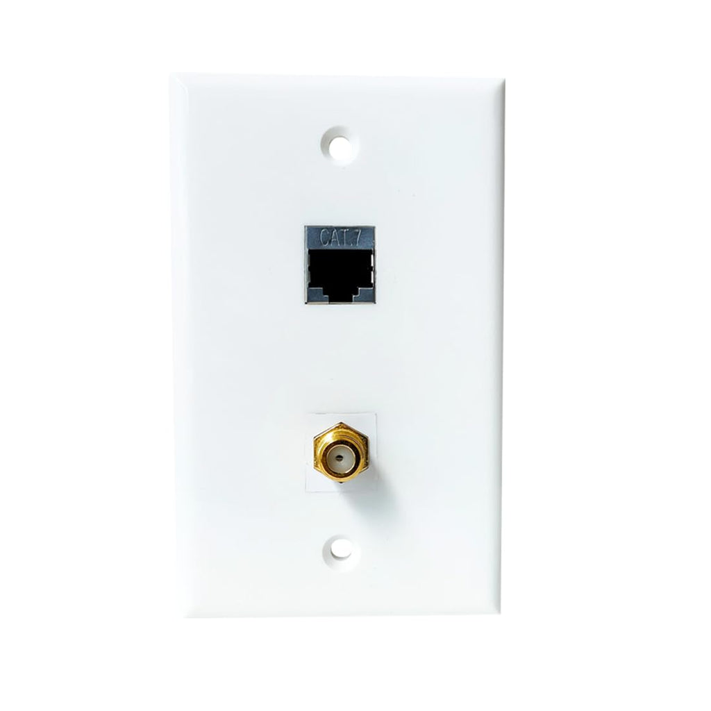 [Australia - AusPower] - BOPLAT Single Gang CAT7 Ethernet Coax Wall Plate Female to Female Coupler - CAT 7 Network Coaxial Cover Plate for CAT8/CAT7/CAT6 and Coax Cable 