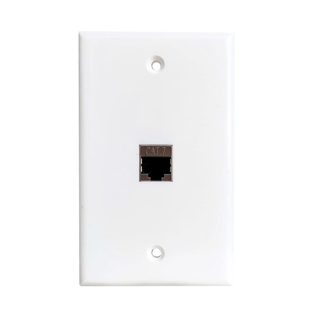 [Australia - AusPower] - BOPLAT Single Gang Ethernet CAT7 Wall Plate Female to Female - 1 Port Shielded Network CAT 7 RJ45 Keystone Jack Outlet Wallplate for CAT8/CAT7/CAT6 Cables - White 1CAT7-WH 