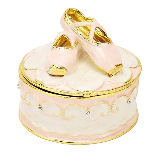 Pssopp Jeweled Ballet Shoes Trinket Boxes,Trinket Box Hinged Hinged Enameled Decorative Dance Jewelry Ornament Ring Holder Box Figurine for Gift
