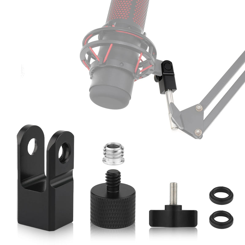 [Australia - AusPower] - Microphone Mount Adapter for Hyperx Quadcast with 3/8" or 1/4" Screw Adapter, Works with HyperX QuadCast Microphone Stand & Boom Arm Durable Replacement Accessory for Microphone (Black) 